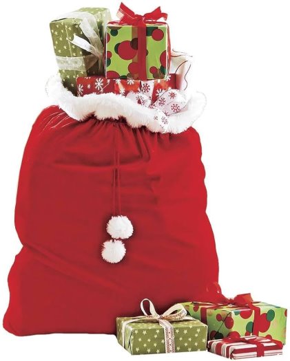 Amazon.com: Velvet Santa's Gift Sack with Cord Drawstring : Home & Kitchen